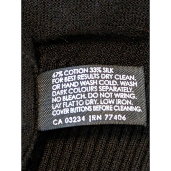 Club Monaco Cardigan Womens XS Black Button Pockets Epaulettes Silk Blend Light - Picture 6 of 6